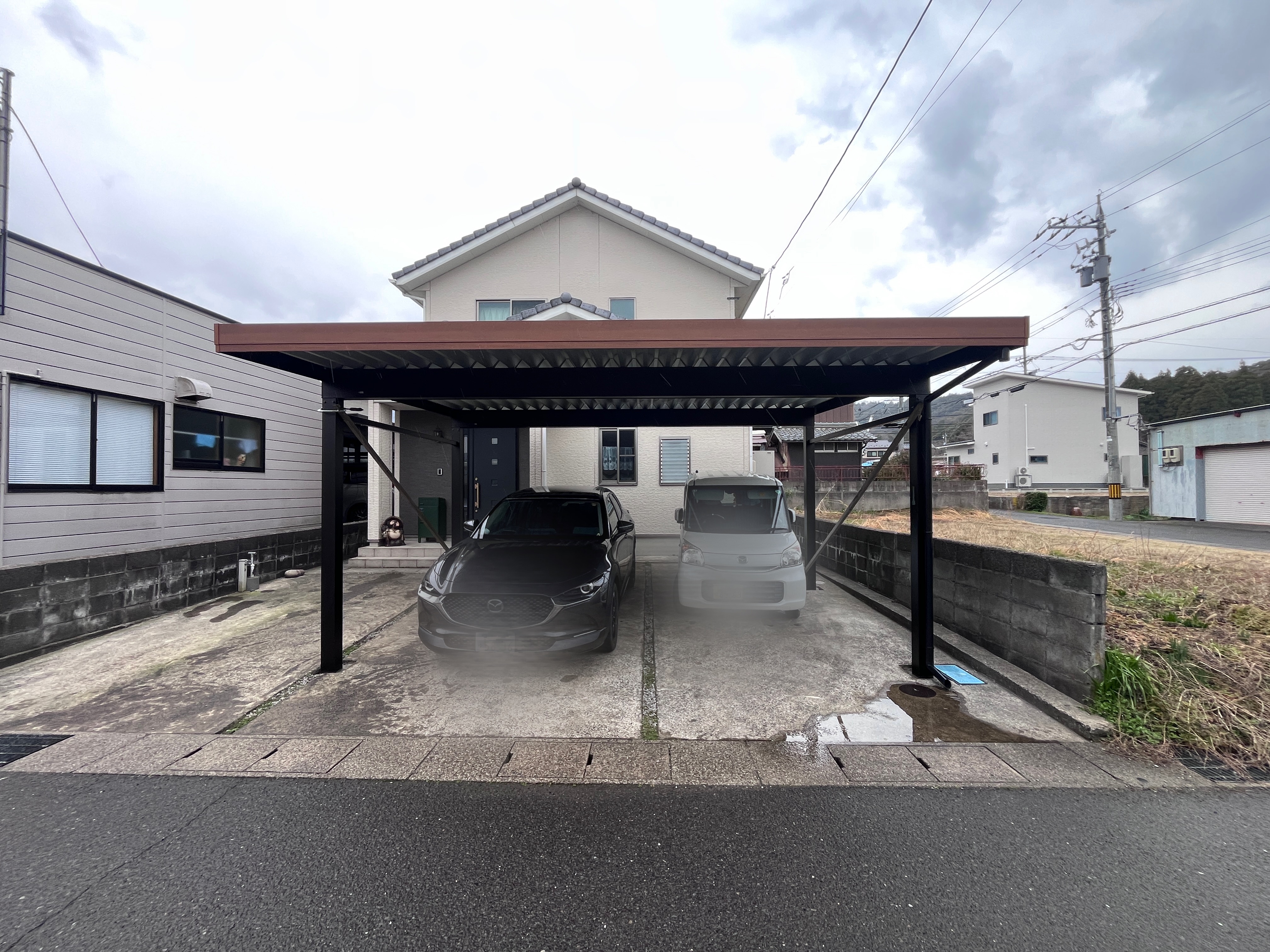 カーポート 幕板木目 画像