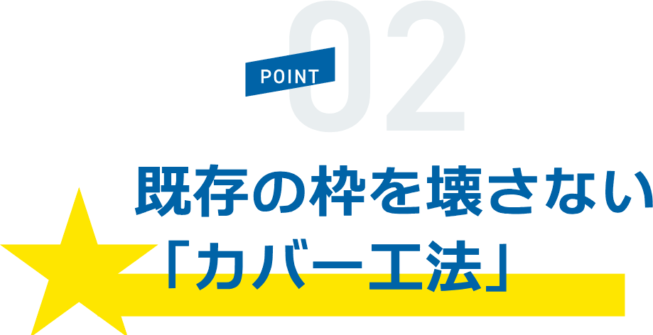 POINT02 既存の枠を壊さない「カバー工法」