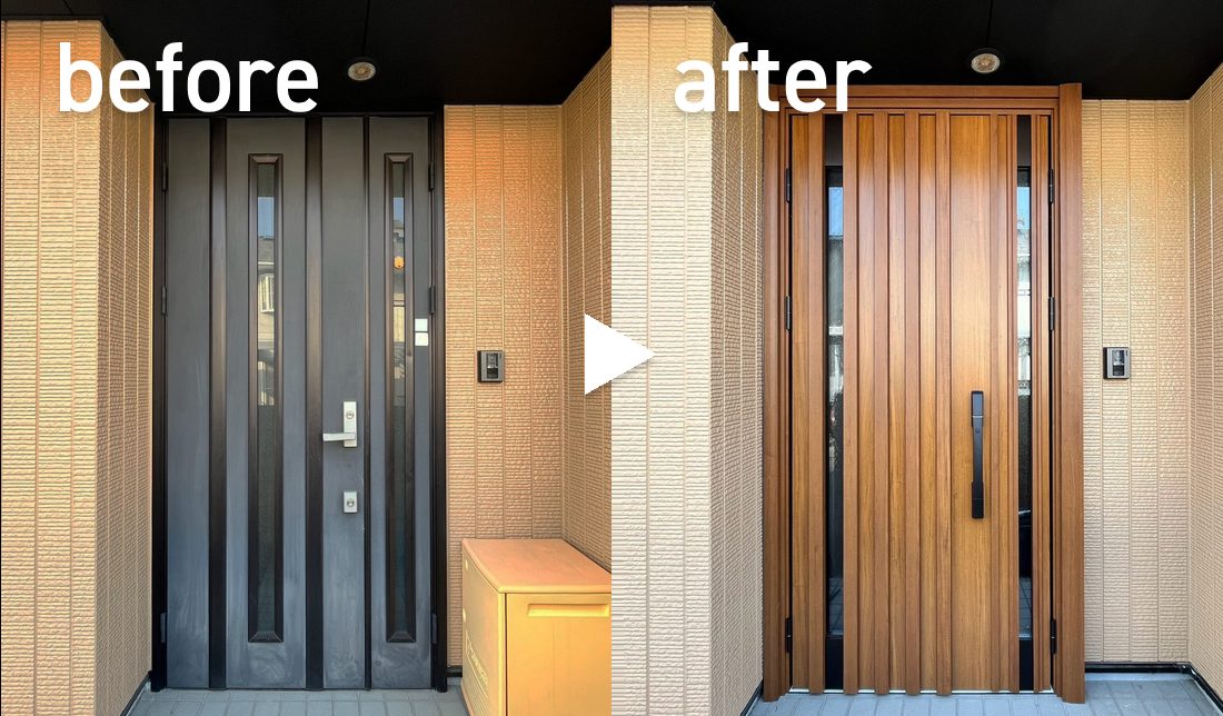 玄関ドア交換の施工事例1 before after