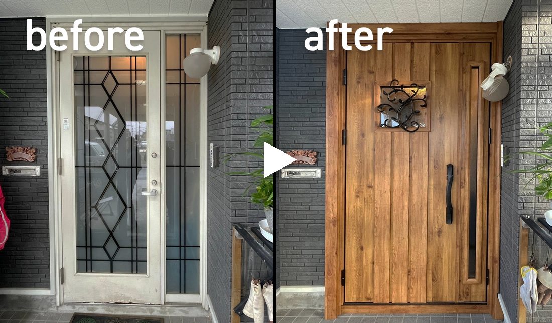玄関ドア交換の施工事例2 before after