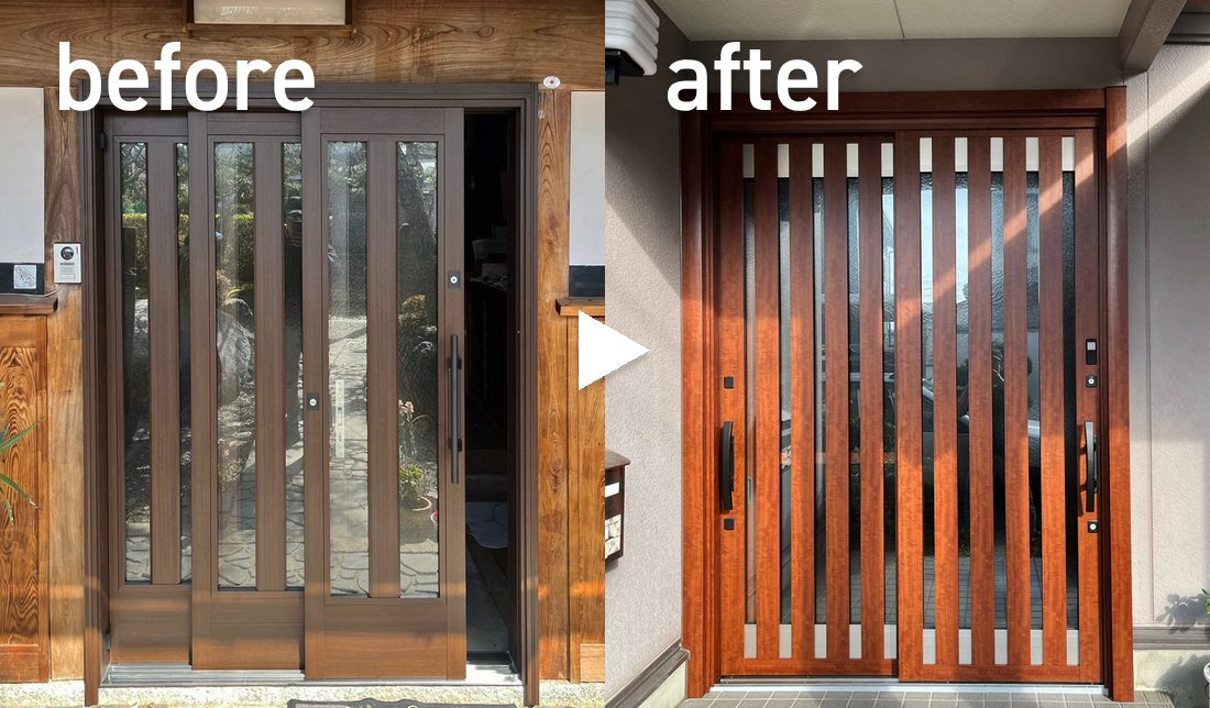 玄関ドア交換の施工事例3 before after