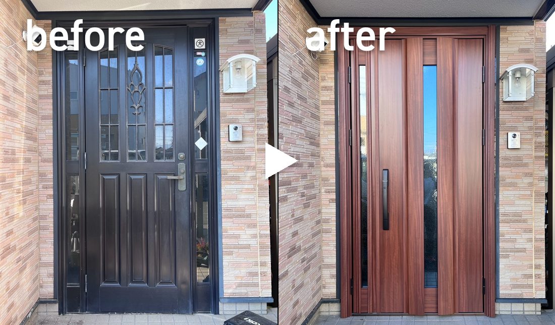 玄関ドア交換の施工事例4 before after